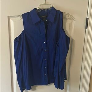 INC International Concepts Blue cold shoulder Button Down Blouse